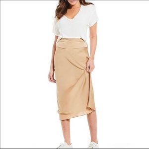 Free People Normani Bias Midi Skirt Beige/Nude